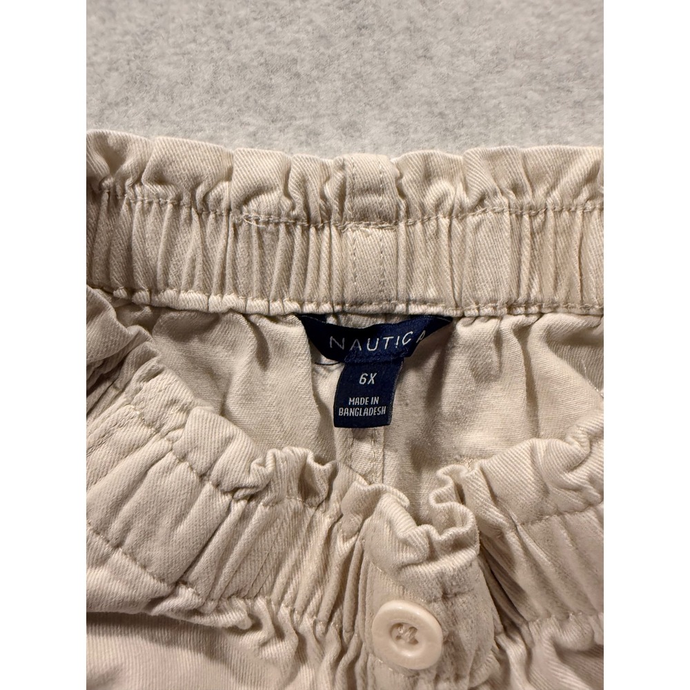 Nautica Girls Khaki Chino Shorts Tan Elastic Waist Cotton Size 6X NSRGC02R-120 - Picture 3 of 4
